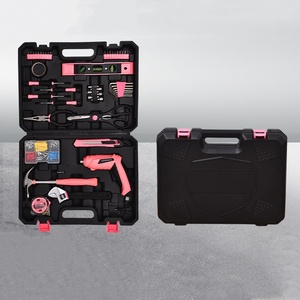 DEWEN Rosa Werkzeugset Haushaltselektrischer Werkzeugkasten Elektriker-Komplettset Kombinations-Fahrzeug-Elektrobohrer Multifunktional - Product Image 1