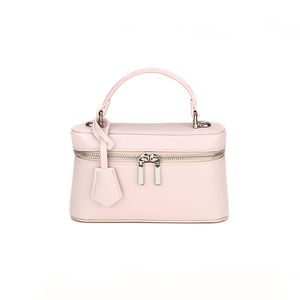 Pochette cosmétique à fermeture éclair en cuir véritable ZENOS pour femmes, style minimaliste uni, sac de maquillage de voyage léger et portable - Product Image 1