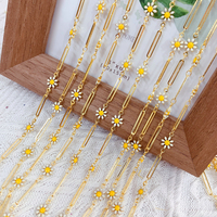 Petites marguerites multicolores émail DIY Fleur Laiton Rouleau Chaîne Colliers Bracelets Boucles d'oreilles Accessoires Bijoux Composants