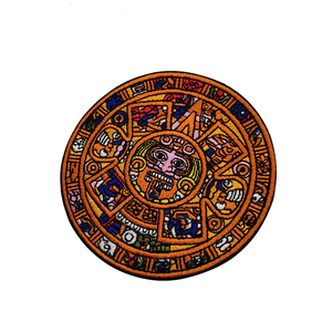 Parche Bordado del Calendario Maya del Día del Juicio Final de 3.5 Pulgadas con Piedra Solar Azteca V01113 - Product Image 4