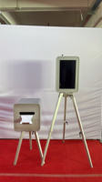 Photomaton à impression instantanée YPT avec cadre en bois et verre trempé, écran tactile de 18,5 pouces, Wi-Fi, NFC, Bluetooth, compatible HDMI, DSLR, GoPro, iPad