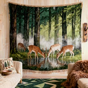 <span class=keywords><strong>Tapiz</strong></span> <span class=keywords><strong>de</strong></span> Pared en Oferta para Dormitorio con Diseño <span class=keywords><strong>de</strong></span> Bosque y <span class=keywords><strong>Ciervos</strong></span>, 100% Poliéster - Product Image 2