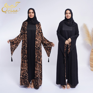 Habib doble cara Abayas mujeres musulmanas doble cara usando Abaya frente abierto Kimono estilo árabe Dubai musulmán Abaya - Product Image 1