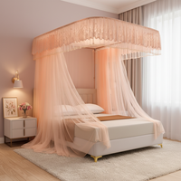 Moustiquaire de sol pliable en maille de dentelle princesse multicouche de forme carrée 100 % polyester, polyvalente pour le camping, les voyages et la maison