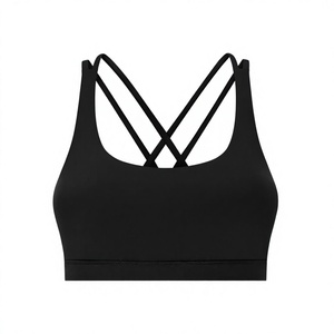 Custom Private Label Maroon Multi Strap Athletic Sports <b>Bra</b> Shockproof Padded Workout Running Gym <b>Crop</b> <b>Top</b> Supplier - Product Image 1