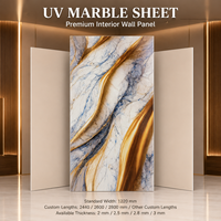 Panneau mural en PVC brillant MORLENX, motif abstrait blanc, bleu, bronze, or, effet marbre UV, pour l'intérieur des hôtels de luxe