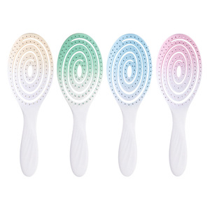 Peigne à cheveux ovale creux, couleur dégradée, à dents larges, pour usage domestique, brosse de massage pour femmes, utilisation double (cheveux secs et humides) - Product Image 1