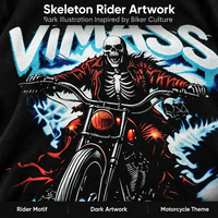 Sweat-shirt imprimé pour homme, motif squelette de moto, col rond, pull décontracté pour la collection streetwear