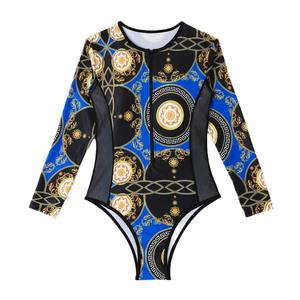 2024 transfronterizo para traje de baño Europeo Americano manga larga costura de malla edición fija impreso surfista ropa de playa Bikini - Product Image 5