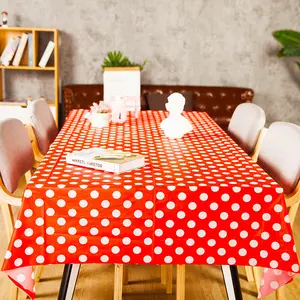 Benutzer definierte Weihnachten Rot Weiß Tupfen 3d Druck muster Faltbare Tischdecke Einweg Rechteck Kunststoff Wasserdichte Tischdecke