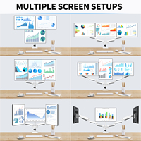 Support triple moniteur jusqu'à 27 pouces, blanc, pour 3 moniteurs, fixation sur bureau