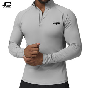 Haut de sport pour homme à col montant et demi-zip, coupe ajustée, à manches longues, séchage rapide, pour la course, le fitness et les loisirs - Product Image 1