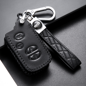 Coque de clé de voiture en cuir faite à la main pour Toyota Land Cruiser Prado Camry Reiz porte-clés intelligent couvre avec fermeture suspendue - Product Image 2