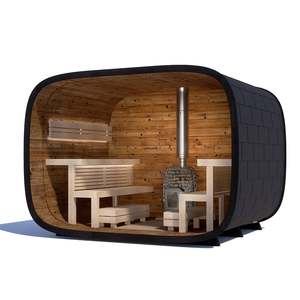 Sauna extérieur haut de gamme en bois massif noir, pour 6 <span class=keywords><strong>à</strong></span> 8 personnes, avec poêle <span class=keywords><strong>à</strong></span> bois, sauna <span class=keywords><strong>à</strong></span> vapeur, spa <span class=keywords><strong>à</strong></span> <span class=keywords><strong>domicile</strong></span> - Product Image 2