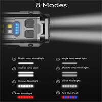 Lampu Gantungan Kunci LED Mini Senter Portabel Dapat Diisi Ulang dengan Magnet Ekor Lampu Kerja Berkemah Senter Darurat Saku