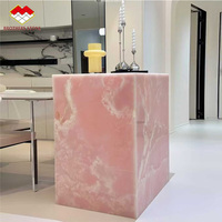 Dalle de marbre rose onyx naturel poli, translucide, rétroéclairée, pour panneau mural intérieur