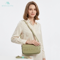 Tas Selempang/Crossbody Wanita Miss Alita, Kulit PU Bergaris, Lapisan Kanvas, Penutup Ritsleting dan Hasp, Desainer Fashion, Tas Tangan Kecil Trendi