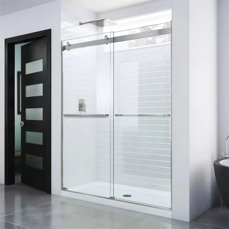 Shower sliding door patio sliding door enclosure frameless exterior glass shower door