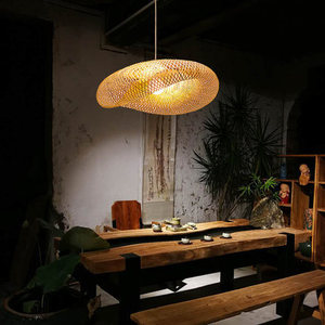Wholesale Handmade Wicker Rattan Bamboo Weave Pendant <strong>Light</strong> Black+<strong>Nature</strong> <strong>Shade</strong> 2-Year Warranty Kitchen Island Dining Lighting - Product Image 5