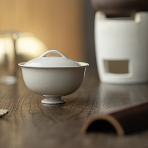Guanlan Wood Ash Gaiwan Porcelain <b>Tea</b> Bowl With Lid Handmade Round Kung Fu <b>Tea</b> <b>Set</b> For Afternoon <b>Tea</b> - Product Image 2