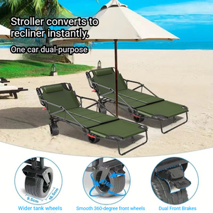 Hikeon 2-in-1 Portable Quick-Release Steel Folding Bed &amp; Four-Wheel <strong>Cart</strong>-Dual-Use Design for Camping <strong>Beach</strong> &amp; Garden - Product Image 3