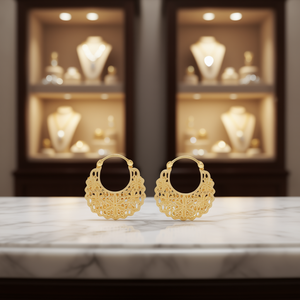 Orecchini a Cerchio E4519 in Oro, Stile Bohémien con Motivo Floreale, Gioielli in Lega di Zinco, Orecchini alla Moda per Donne - Product Image 2