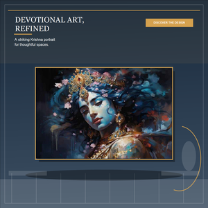<strong>Krishna</strong> Hindu Devotional Portrait Canvas Wall <strong>Art</strong> Two Artwork Options for Home Altar Meditation Room Hotel Interior - Product Image 5