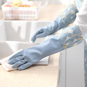 Gants en caoutchouc imperméables épaissis de 41 cm, doublés de polaire, pour le nettoyage de la cuisine et le lavage des vêtements - Product Image 2