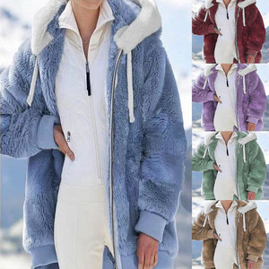 Abrigo de Invierno para Mujer 2026, Chaqueta Cortavientos de Manga Larga, Poncho Cálido con Cierre de Cremallera Holgado, Felpa de Poliéster - Product Image 2