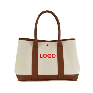 Regalo personalizzato di Stile del Modello di Stampa di cuoio dell'unità di elaborazione Maniglia Caratteristica heavy duty canvas tote borse