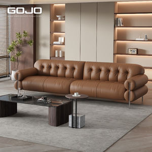 ספת עור מודרנית משוטת עם מסגרת עץ לחדר קבלה - Product Image 3