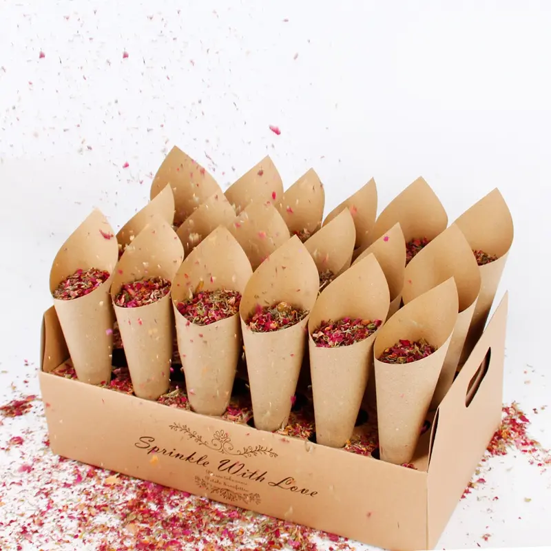 Свадебные конусы с конфетти, декоративная подставка для цветов на свадьбу, коробка для бумажных конусов, винтажные <span class=keywords><strong>коробки</strong></span> для свадебных подарков