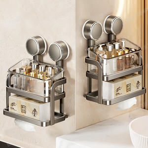 Portarrollos de Papel Higiénico de Pared Azul Gunmetal con Dispensador de Toallitas, Diseño Moderno, Sin Perforación, Forma Rectangular - Product Image 5