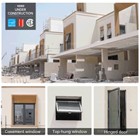 Projet de fenêtres et portes coulissantes en aluminium pour la communauté de villas EOKO à Dubaï, avec fenêtre à battant supérieur et fenêtre fixe à économie d'énergie