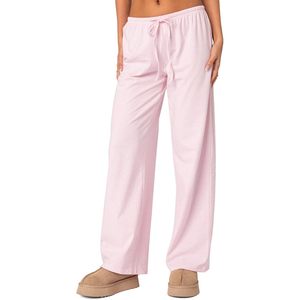 LONGBIDA, pantalones de pijama rosa para mujer, pantalones informales sueltos con cintura elástica, pantalones con cordón de pierna ancha con bolsillos, ropa de dormir, talla S - Product Image 4