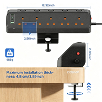 Hub de charge de bureau noir personnalisé 13A avec multiprise britannique et commandes d'ensembles de prises séparés, chargement USB-C pour salles de réunion