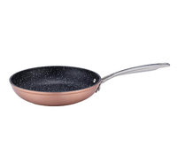 Ensemble de 3 casseroles en granit rose doré antiadhésives, en aluminium, avec couvercles en verre et fond à induction