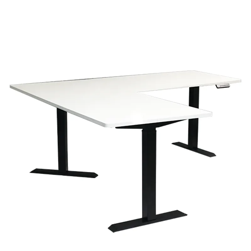 Altura ajustable Mesa de pie Extensible 3 Motor Oficina en forma de L Marco de escritorio de pie de elevación