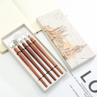 Ensemble de stylos à plume obliques en cuivre pour la calligraphie anglaise, 5 pointes, bois antique arabe, pratique de l'écriture, cadeau