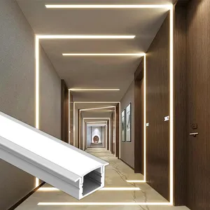 K16 Flat U-Shaped Recessed LED Aluminum Profile Kitchen Bar Cabinet Ceiling Light Strip Extrusion Channel-Anodized Heat Sink