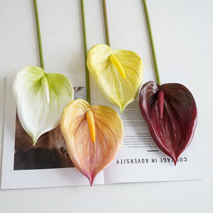 Fleurs artificielles Anthurium en plastique, toucher réel, décoration de mariage et de maison, style moderne, artisanat fait main - Product Image 4