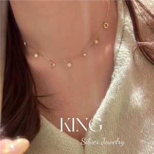 สร้อยคอเงินแท้ประดับดาวและพระจันทร์ ประดับด้วยมอสซาไนต์ สำหรับผู้หญิง สวมใส่ได้ทุกวัน ดีไซน์ทันสมัย - Product Image 3