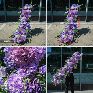 Arreglo Floral Morado Estilo Boda de Ensueño, Camino de Mesa Largo con Flores Artificiales para Fiesta, Piezas Personalizadas para el Pasillo - Product Image 3