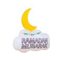 Décoration de Ramadan double face gonflable Eid Mubarak Lune sur nuage avec décorations de vacances lumineuses