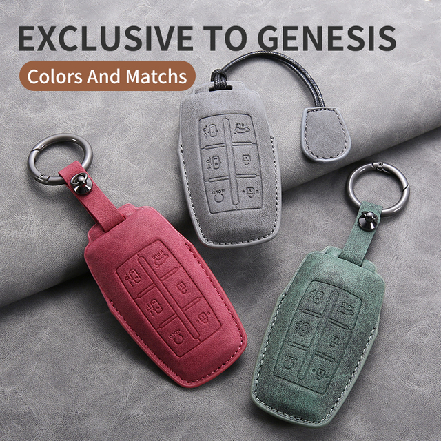 Cross-border Factory Wholesale in Stock Leather Key Fob Cover for G80 / High-quality Keychain Compatible with Genesis G70 / GV80