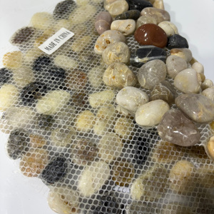 Ciottoli Rotondi Lucidati Multicolore, Piastrelle in Ciottoli Naturali, Mosaico in Pietra di <span class=keywords><strong>Fiume</strong></span>, Piastrelle Decorative per Bordi per Uso Esterno - Product Image 2