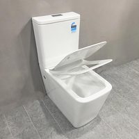 WC en céramique à deux pièces, sans bride, à fond carré, avec bouton de chasse d'eau vertical de 180 mm, fabriqué en Australie par MWD Factory, avec filtre à eau