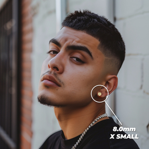 Pendientes de botón minimalistas redondos chapados en oro de 14k con diseño de pepita para hombre/mujer, unisex, regalo perfecto para él y para ella - Product Image 4