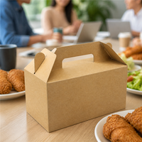 Caja de Papel Kraft Personalizable para Pollo Frito con Asa, Venta al por Mayor, la Más Vendida, Calidad Superior, Desechable y Ecológica para Llevar
