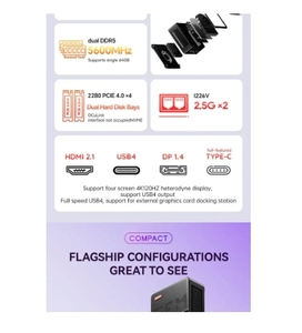 Aoostar GEM12 AMD Ryzen <span class=keywords><strong>7</strong></span> 8845HS มินิพีซี <span class=keywords><strong>Windows</strong></span> 11 DDR5 32GB 1TB PCie4.0 NVMe SSD Wifi6 BT5.2 มินิพีซีสำหรับเล่นเกม สีดำ/เทา (สุ่มสี) - Product Image 4